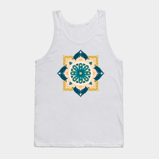 Mandala Teal and Yellow Tank Top